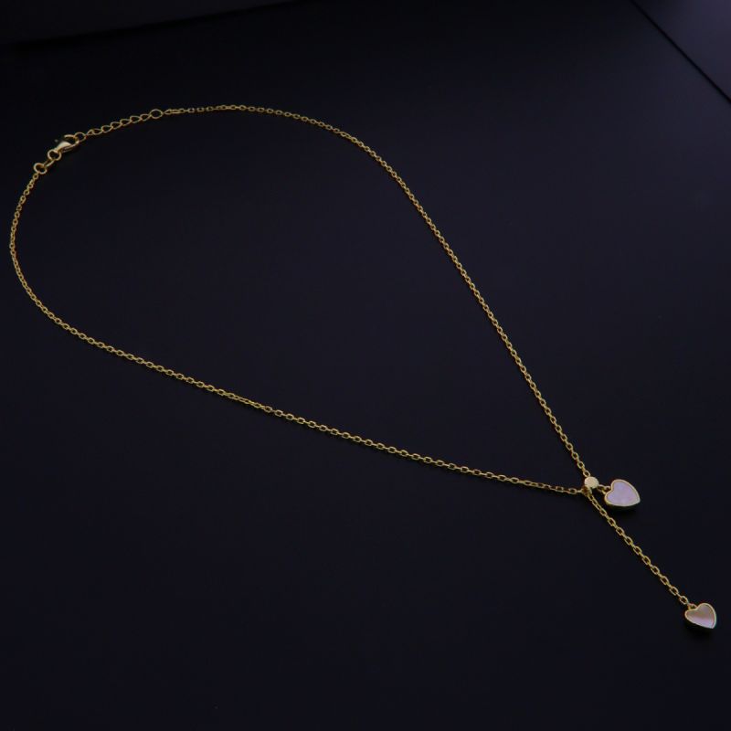 Collana argento dorato con doppio pendente cuore