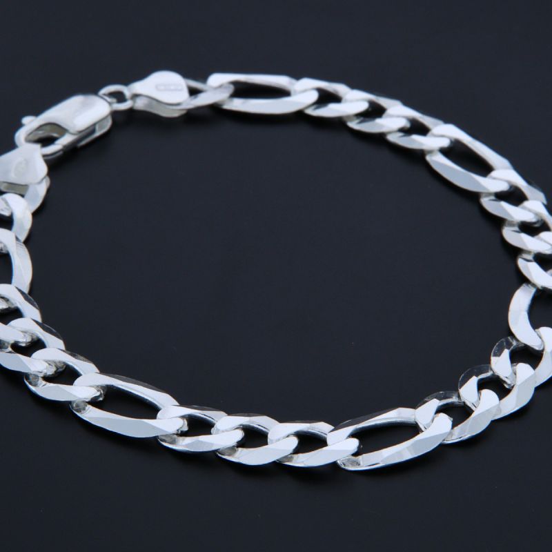 Bracciale maglia alternato in argento 8.8 mm