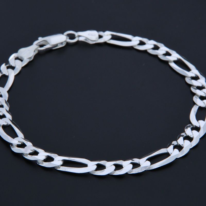 Bracciale maglia alternato in argento 6.8 mm