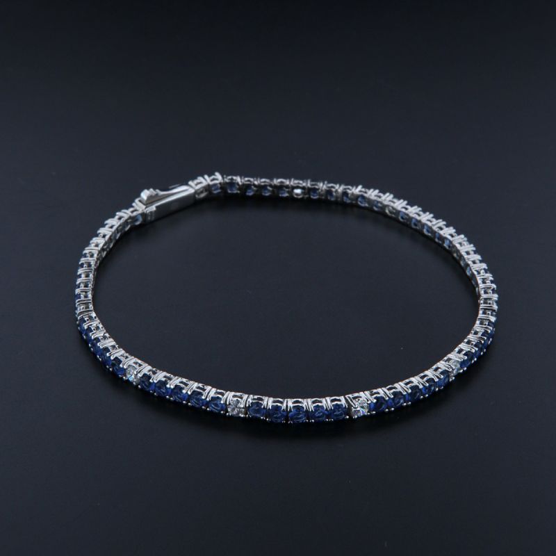 bracciale tennis argento e zirconi blu e bianchi 3 mm