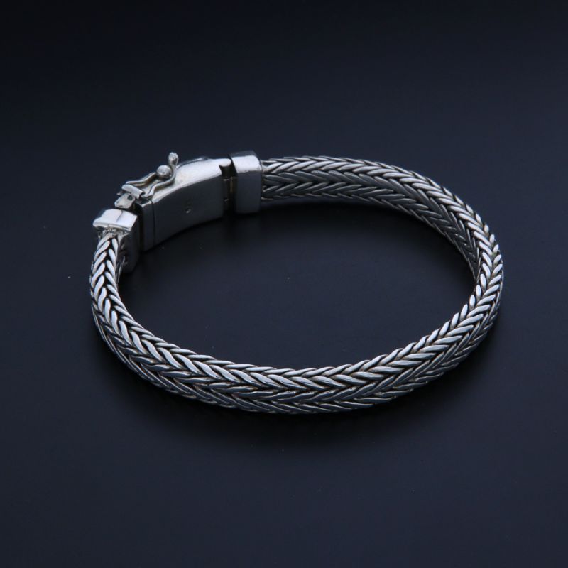 Bracciale in argento 925‰ spiga doppia quadra