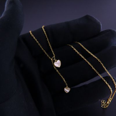 Collana argento dorato con doppio pendente cuore