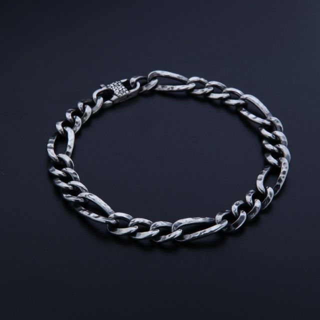 Bracciale maglia alternata martellata in argento 925‰ 