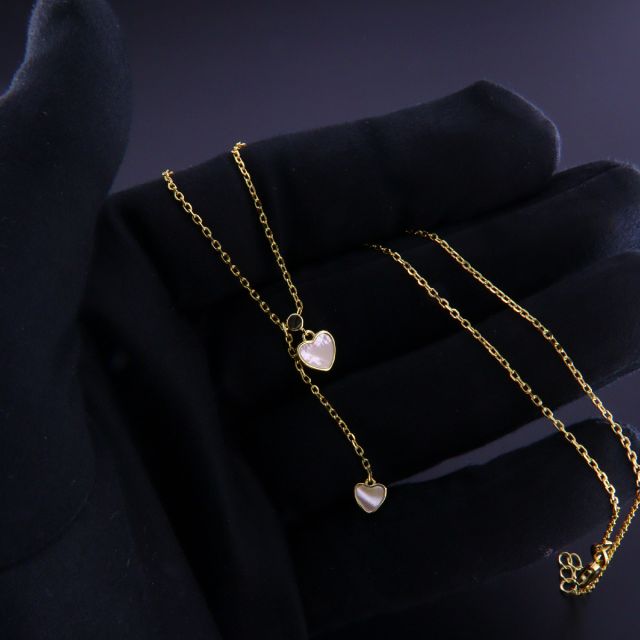 Collana argento dorato con doppio pendente cuore