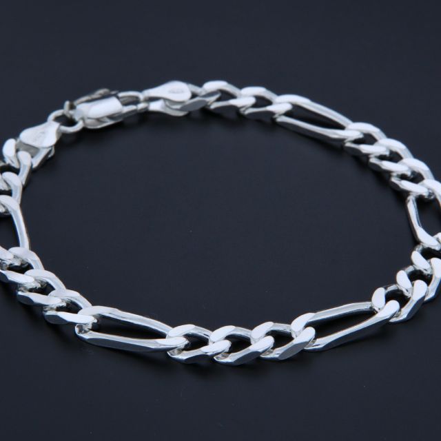 Bracciale maglia alternato squadrato in argento 6.4 mm