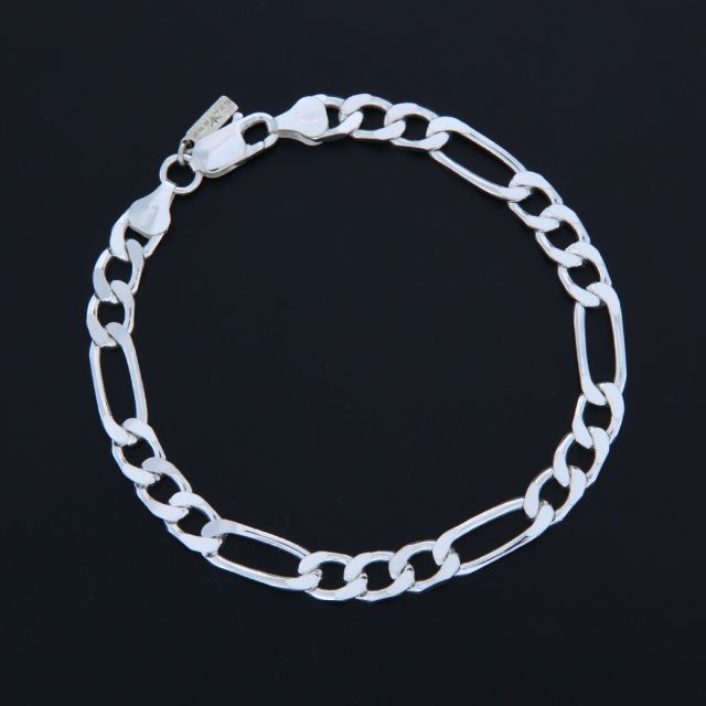 Bracciale maglia alternato squadrato in argento 6.4 mm