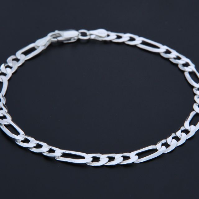 Bracciale maglia alternato in argento 5.2 mm