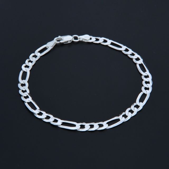 Bracciale maglia alternato in argento 5.2 mm