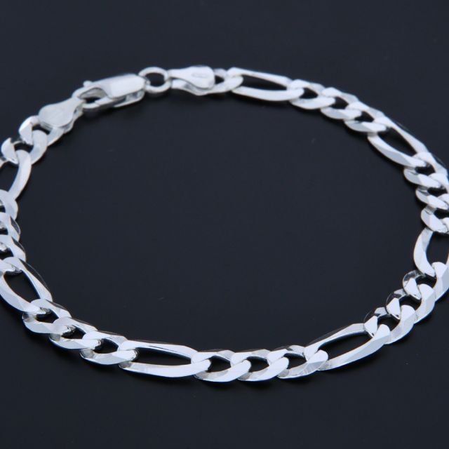 Bracciale maglia alternato in argento 6.8 mm