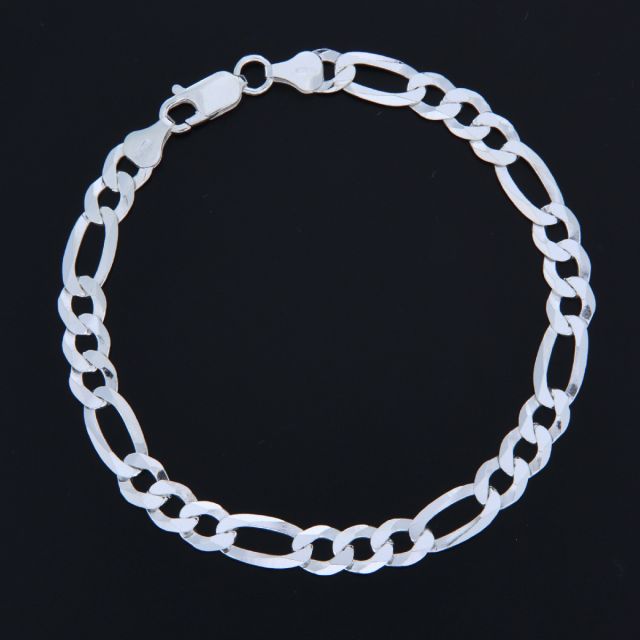 Bracciale maglia alternato in argento 6.8 mm