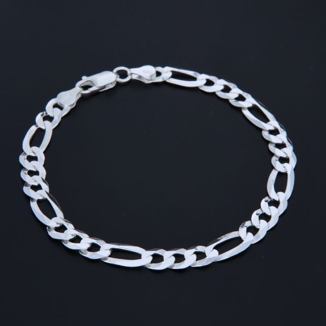 Bracciale maglia alternato in argento 6.8 mm