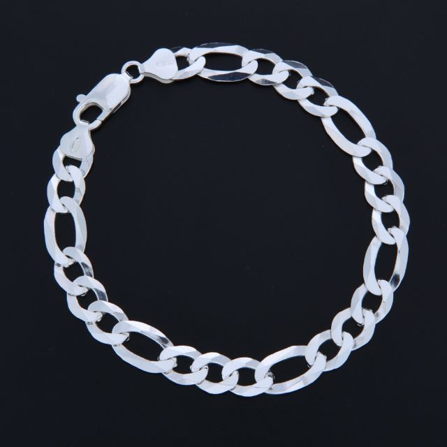 Bracciale maglia alternato in argento 8.8 mm