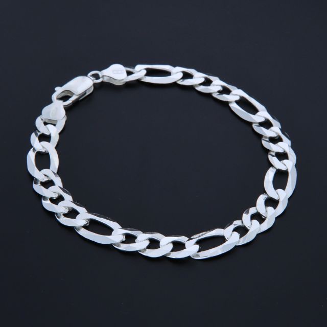 Bracciale maglia alternato in argento 8.8 mm