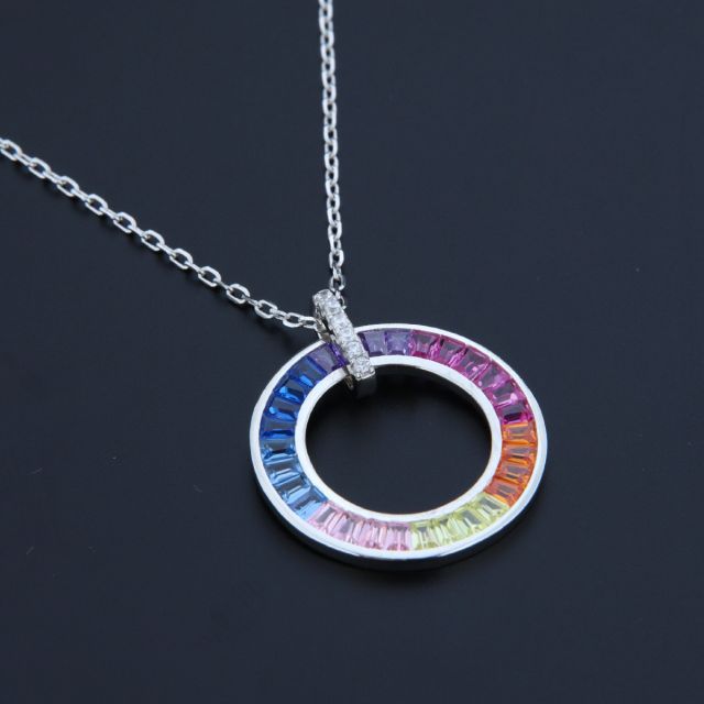 collana in argento con centrale rainbow