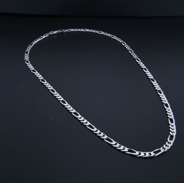 collana in argento 925‰ figaro tre più uno 4.6 mm