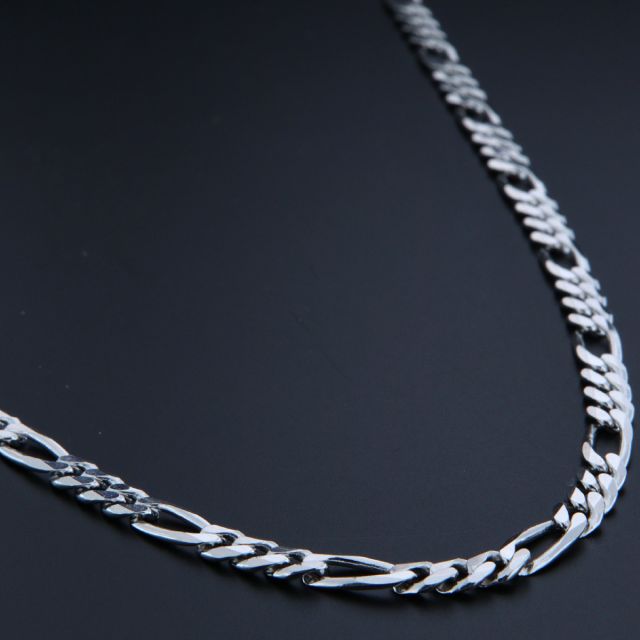 collana in argento 925‰ figaro tre più uno 4.6 mm