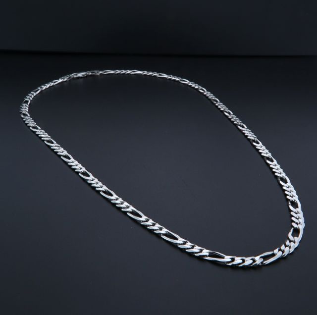 collana in argento 925‰ figaro tre più uno 4.6 mm