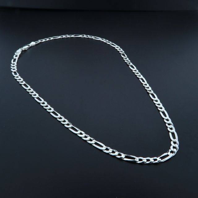 collana in argento 925‰ figaro tre più uno 5.2 mm