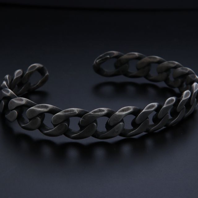 Bracciale argento rigido maglia grumetta