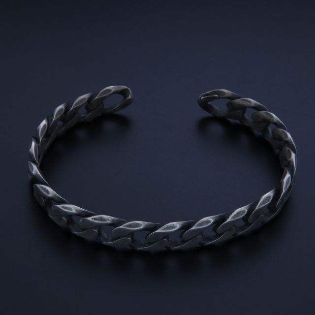 Bracciale argento rigido maglia grumetta