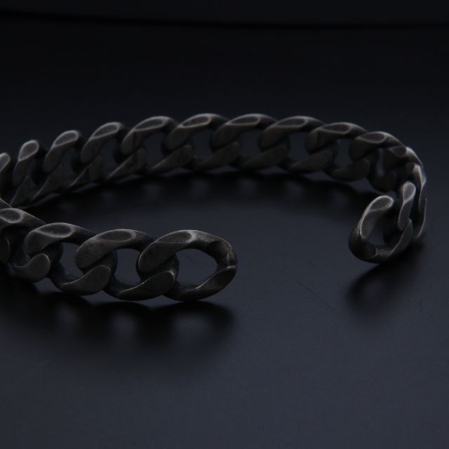 Bracciale argento rigido maglia grumetta