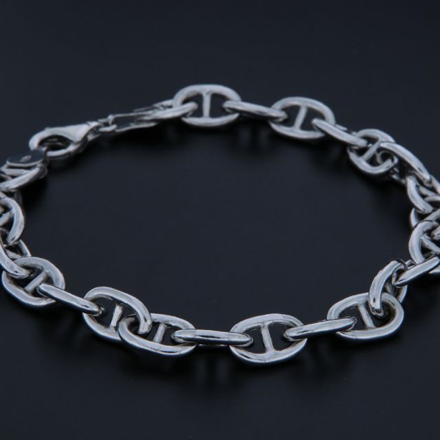 Bracciale maglia traversino stondato in argento 7.2 mm