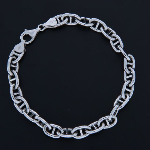 Bracciale maglia traversino stondato in argento 7.2 mm