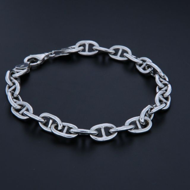 Bracciale maglia traversino stondato in argento 7.2 mm