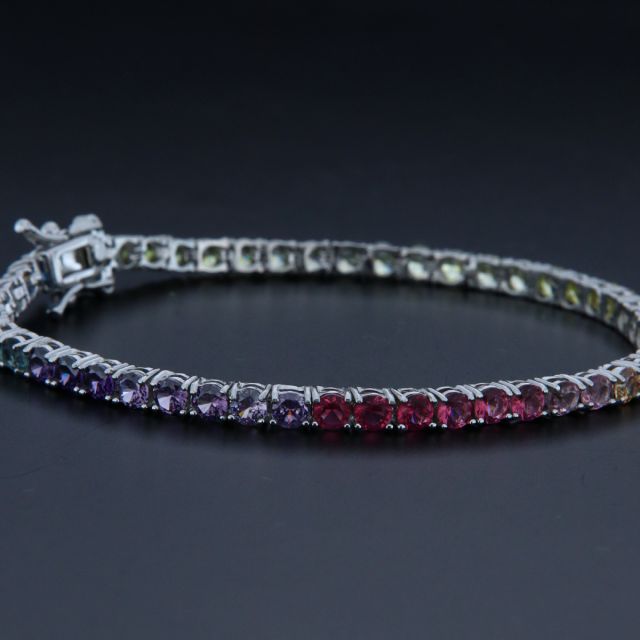 bracciale tennis argento e zirconi  rainbow 3.1 mm