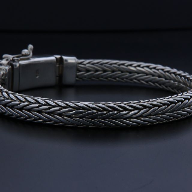 Bracciale in argento 925‰ spiga doppia quadra