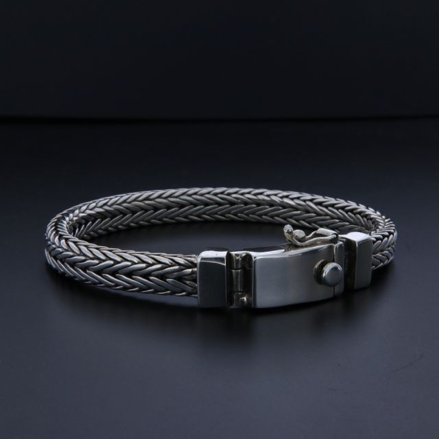 Bracciale in argento 925‰ spiga doppia quadra